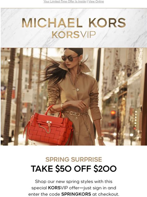 michael kors 50 off 200|Michael Kors promotional code.